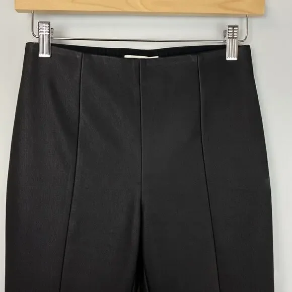 Nordstrom Black Genuine Leather High-Waisted Slim Flare Trouser Pants Size 6 - Picture 4 of 8